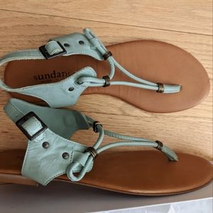 Sundance Gallina leather sandal, pale green mint, euro size 38 (US size 7.5)